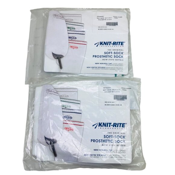 2 Pack Knit-Rite Soft-Sock Prosthetic Sock 3-Ply Hole 1SP3SWMD 3-PLY #3 X 16-20 - Picture 1 of 3